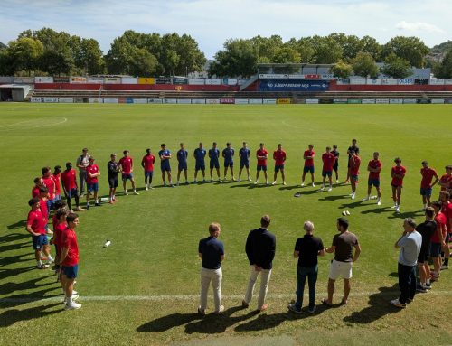 Visita de l’alcalde Agustí Arbós a l’entrenament del primer equip